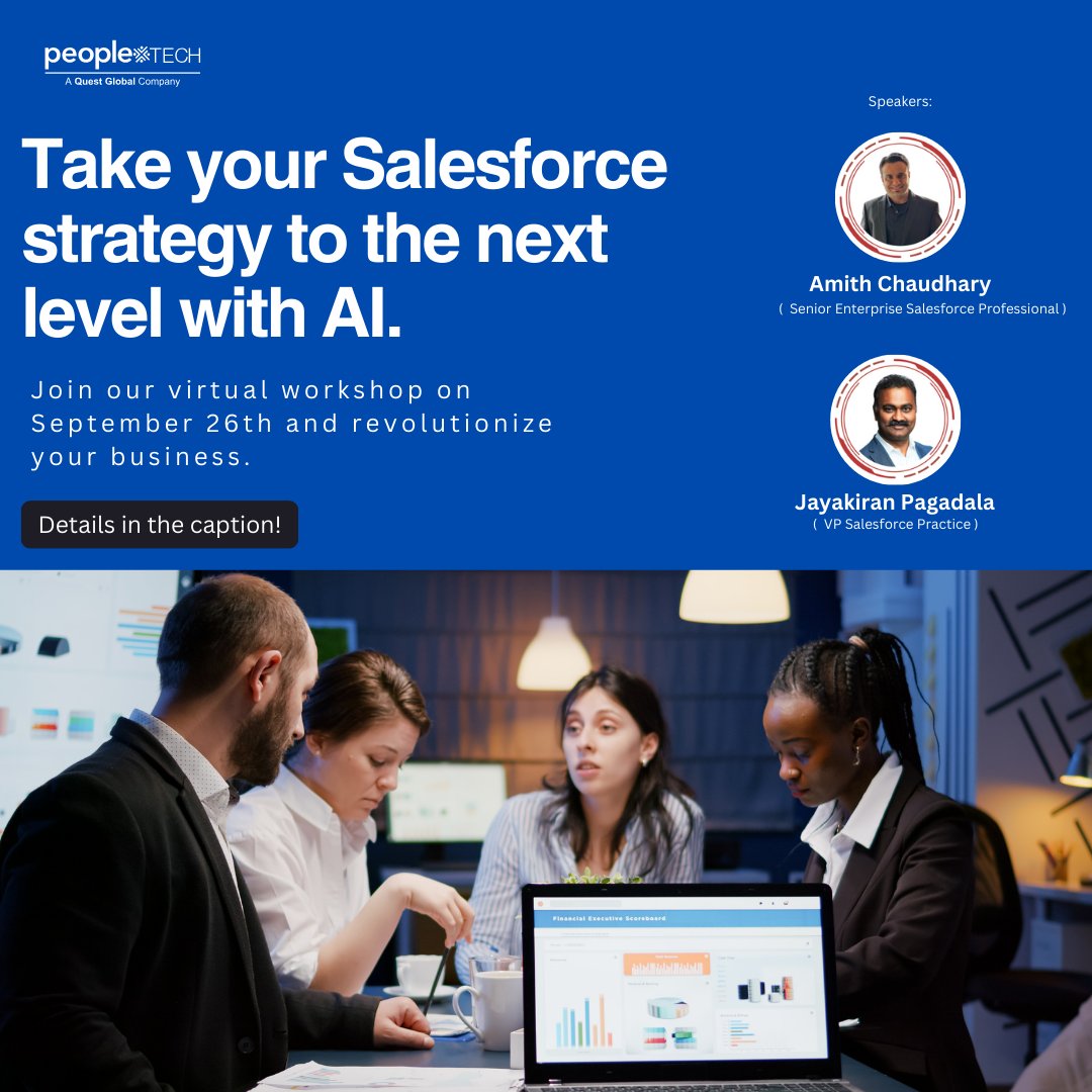 PeopleTechInc's tweet image. Discover how AI can transform your Salesforce strategy. Join our workshop on September 26th for expert-led insights. resource.peopletech.com/workshops/revo…
#AIPoweredTransformation #SalesforceInnovation #EinsteinAnalytics #DigitalTransformation #AIinBusiness #SalesforceMVP #BusinessStrategy