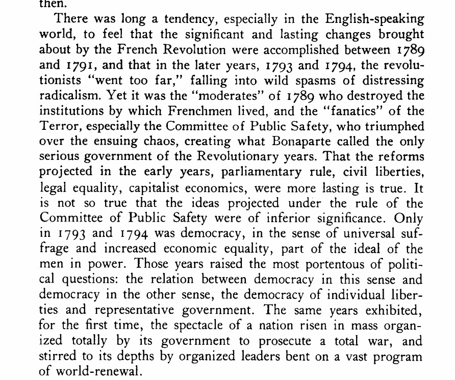 EdgarStraehle's tweet photo. Este libro es pese a sus años una maravilla (y debería traducirse). 

Gran explicación histórica del Terror en la Rev. francesa y magnífica biografía colectiva. Isser Woloch lo consideró quizá el mejor libro de un autor americano sobre la Rev. Francesa.

Copio fragmento https://t.co/BAqrN7AGc3