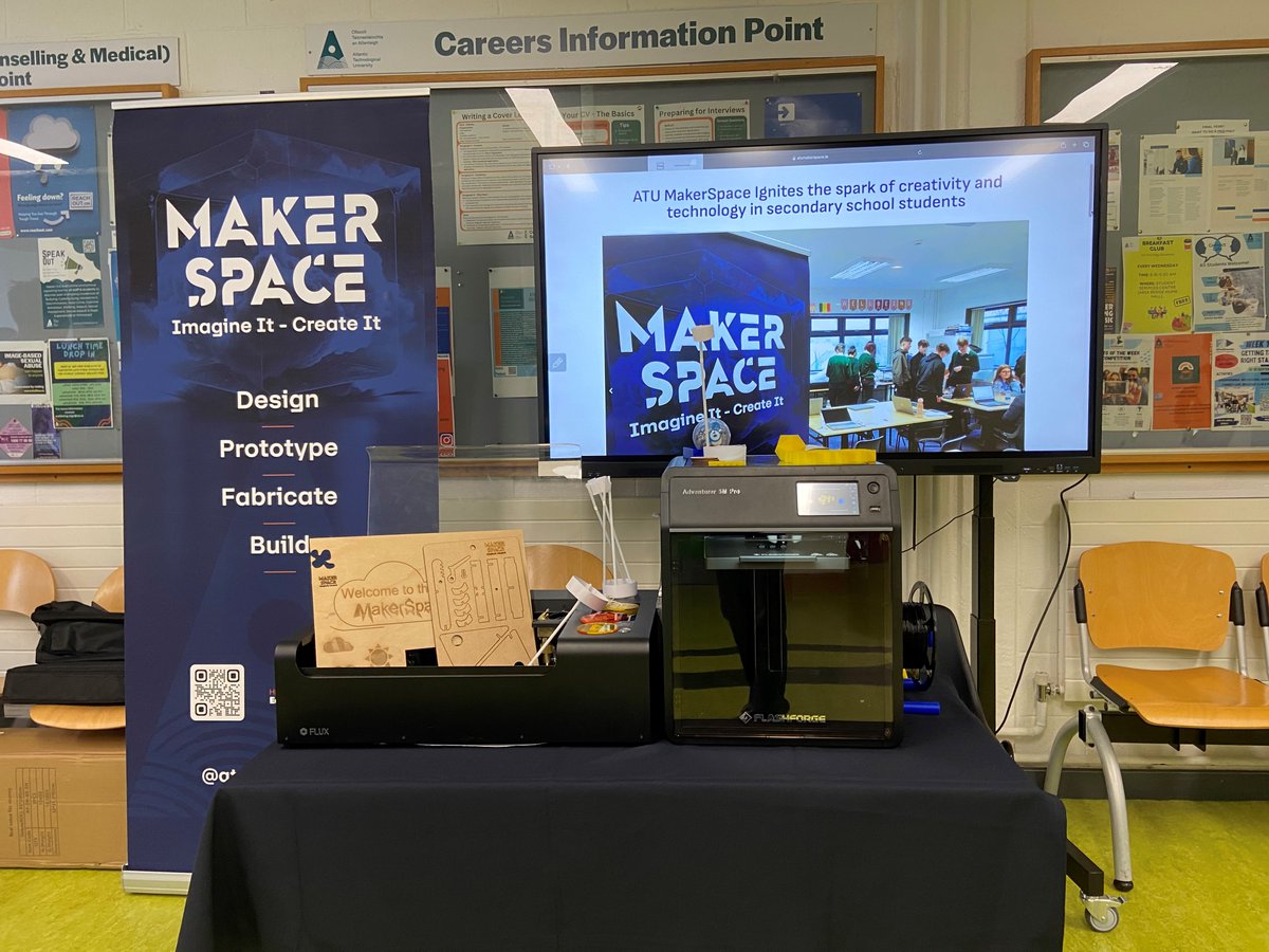 ATU MakerSpace was at its Sligo campus this week, welcoming incoming students and their parents to ATU. Our mobile MakerSpace was set up, complete with a 3D printer and laser cutter. Our goal was to inform them about all the opportunities it offers, regardless of their course.