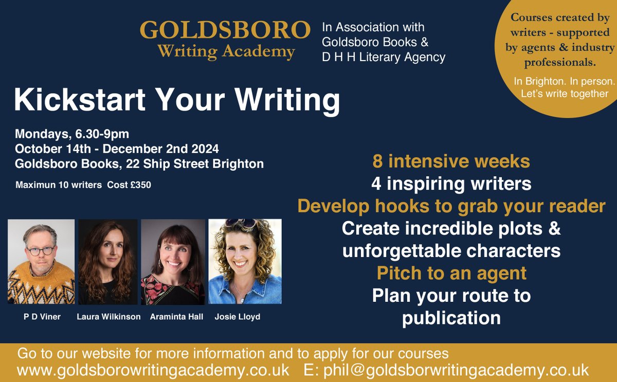 Goldsboro Writing Academy (@goldsborowa) on Twitter photo Have you got a book in you, but you don't have the confidence to begin? You need to Kickstart Your Writing with us. 8 intensive, inspiring weeks. Starts October 14th. Let's write a book together. <a href="/GoldsboroBooks/">Goldsboro Books</a> <a href="/DHHlitagency/">DHH Literary Agency</a> <a href="/AramintaHall/">Araminta Hall</a> <a href="/JosieLloydbooks/">Josie Lloyd</a> <a href="/ScorpioScribble/">Laura Wilkinson</a> Have you got a book in you, but you don't have the confidence to begin? You need to Kickstart Your Writing with us. 8 intensive, inspiring weeks. Starts October 14th. Let's write a book together. <a href="/GoldsboroBooks/">Goldsboro Books</a> <a href="/DHHlitagency/">DHH Literary Agency</a> <a href="/AramintaHall/">Araminta Hall</a> <a href="/JosieLloydbooks/">Josie Lloyd</a> <a href="/ScorpioScribble/">Laura Wilkinson</a>