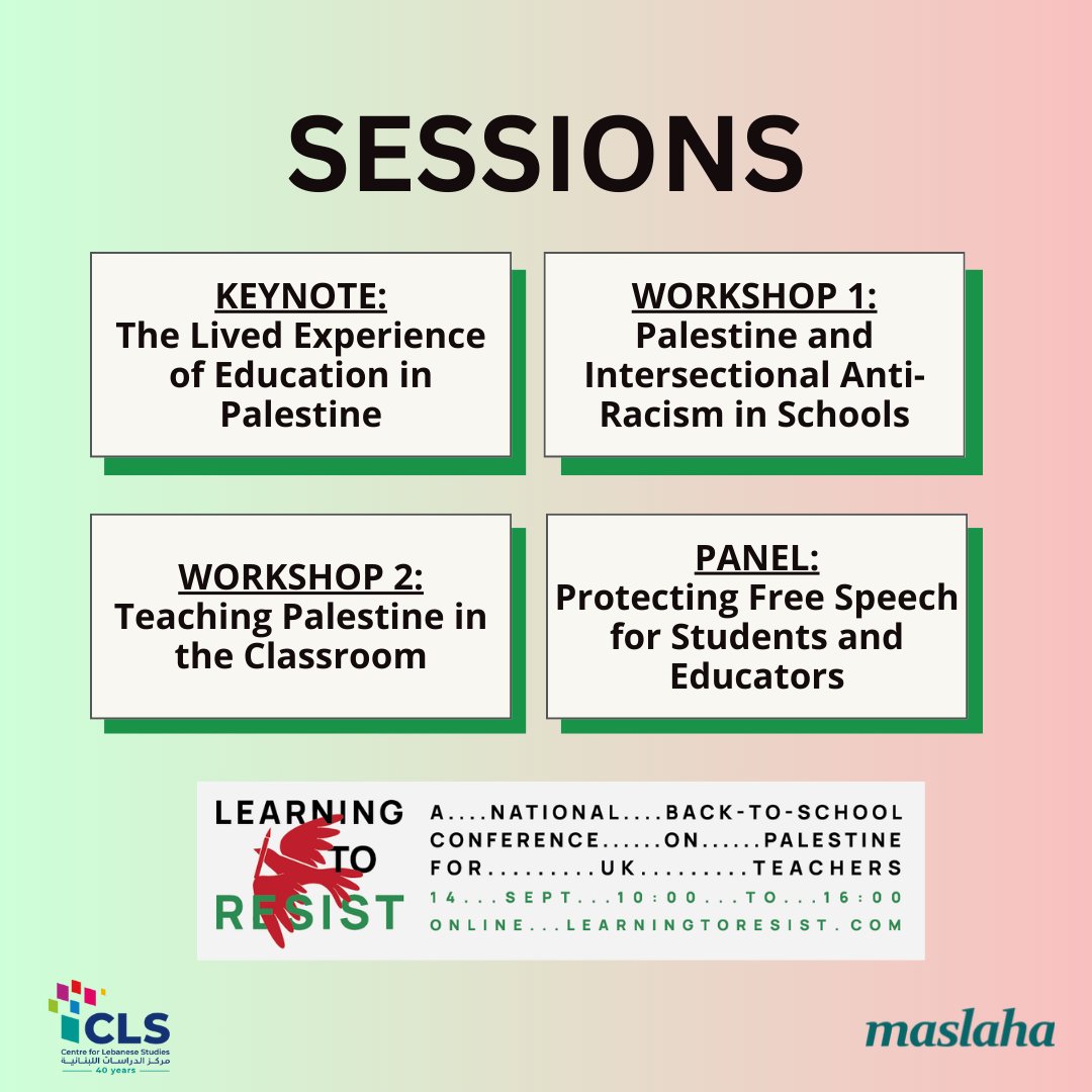 Only 3 Days to Go! Which session are you most excited about? Share your thoughts and see what others are looking forward to! Register: learningtoresist.com 
#learningtoresist 

<a href="/Maslaha/">Maslaha</a> <a href="/makanrights/">Makan</a> <a href="/LebaneseStudies/">Centre for Lebanese Studies</a> <a href="/Penny_Ten/">Dr Penny Rabiger (She/Her)</a> <a href="/ICJPalestine/">ICJP (🦋: icjpalestine.com)</a> <a href="/PREVENTwatchUK/">PREVENT Watch UK</a>