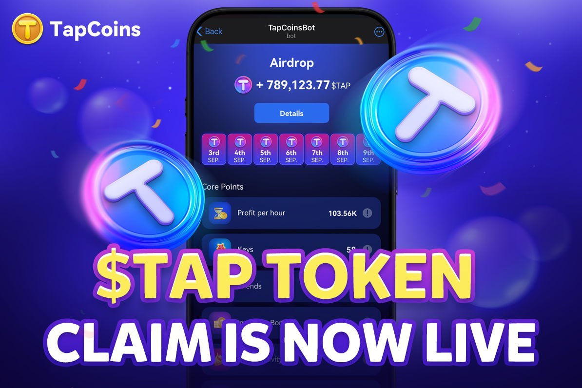 🔓$TAP Token Claim is Officially Live! 

Starting today, you can log in and claim your daily $TAP tokens!

Your rewards are based on your PPH, total KEYs (including used ones), friend count, referral commissions, and your overall activity.

Here’s what you need to do:
✨Log in