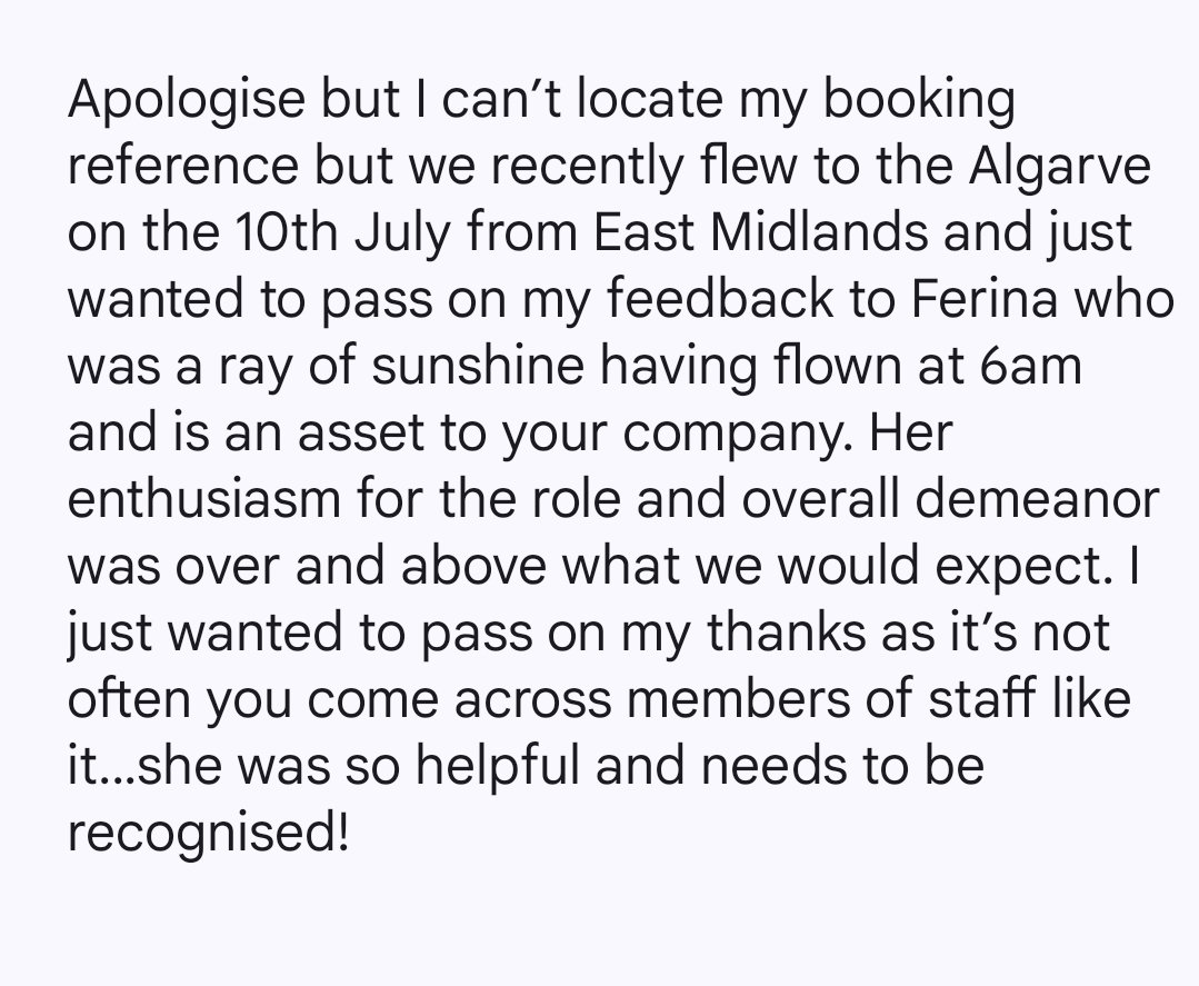 Suthers81's tweet photo. On behalf of my friend who travelled with @jet2tweets She would really like to recognise a member of your team. Please pass on her thanks https://t.co/USSgVYABwK