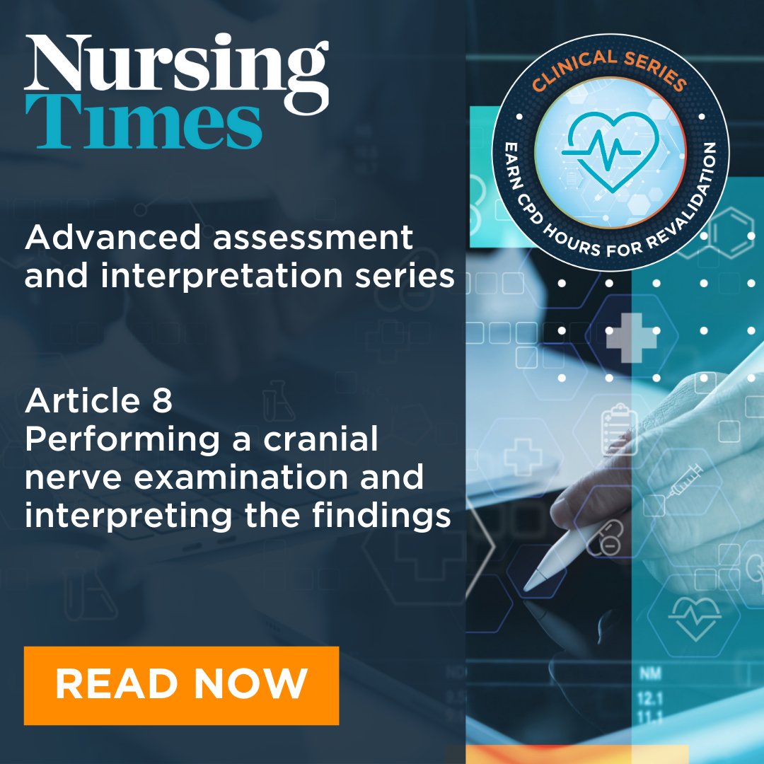 NursingTimes's tweet photo. Band 7's! Dive into article: "Performing a Cranial Nerve Examination and Interpreting Findings"! Master the essentials of systematic nerve assessment and sharpen your ability to pinpoint neurological abnormalities with precision.  Read now
https://t.co/Td3Or9agLF

#nursingtimes https://t.co/ogCDZIrAcI