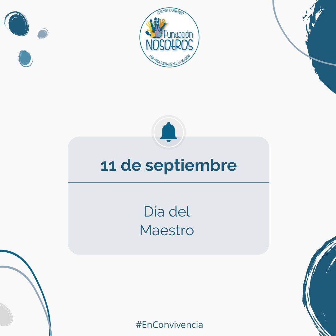 11 de Septiembre - Día del Maestro
Hoy queremos saludar a todos los maestros, en especial a los profesionales que conforman el equipo de la Fundación quienes día a día acompañan el crecimiento y formación de nuestros jóvenes.
#fundacionnosotros · #discapacidad · #diadelmaestro