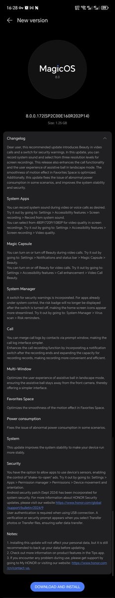 pulkit_bbk's tweet photo. The September Update for #HonorMagic6Ultimate has arrived!!!!!!
I expected for camera features but this is good. I how the abnormal power consumption makes it better!!! 😁😁😁😁
#HonorMagic6 #honor #HONORMagicV3 https://t.co/nW8NCnKMEI