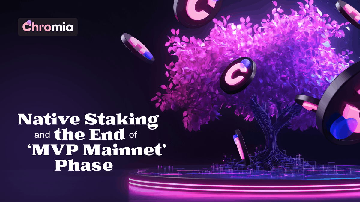 Chromia's tweet photo. Native staking and end of MVP Mainnet phase 👀

We have an important and exciting update for the community:
- Native staking is launching soon!
- MVP Mainnet will soon be considered Mainnet

🔗 https://t.co/JD26jWk009 https://t.co/aMW4n0lFsv