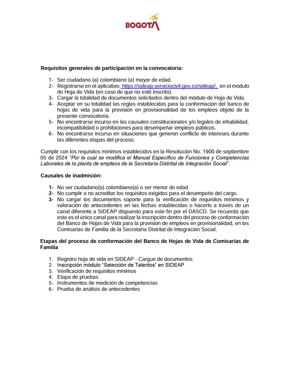 📣 Atención | Distrito abre convocatoria de hojas de vida para comisarías de familia. 

El 12 y 13 de este mes estará abierta la convocatoria. 

504 cargos de planta en perfiles de abogados, psicólogos, trabajadores sociales y auxiliares administrativos.
integracionsocial.gov.co/index.php/noti…