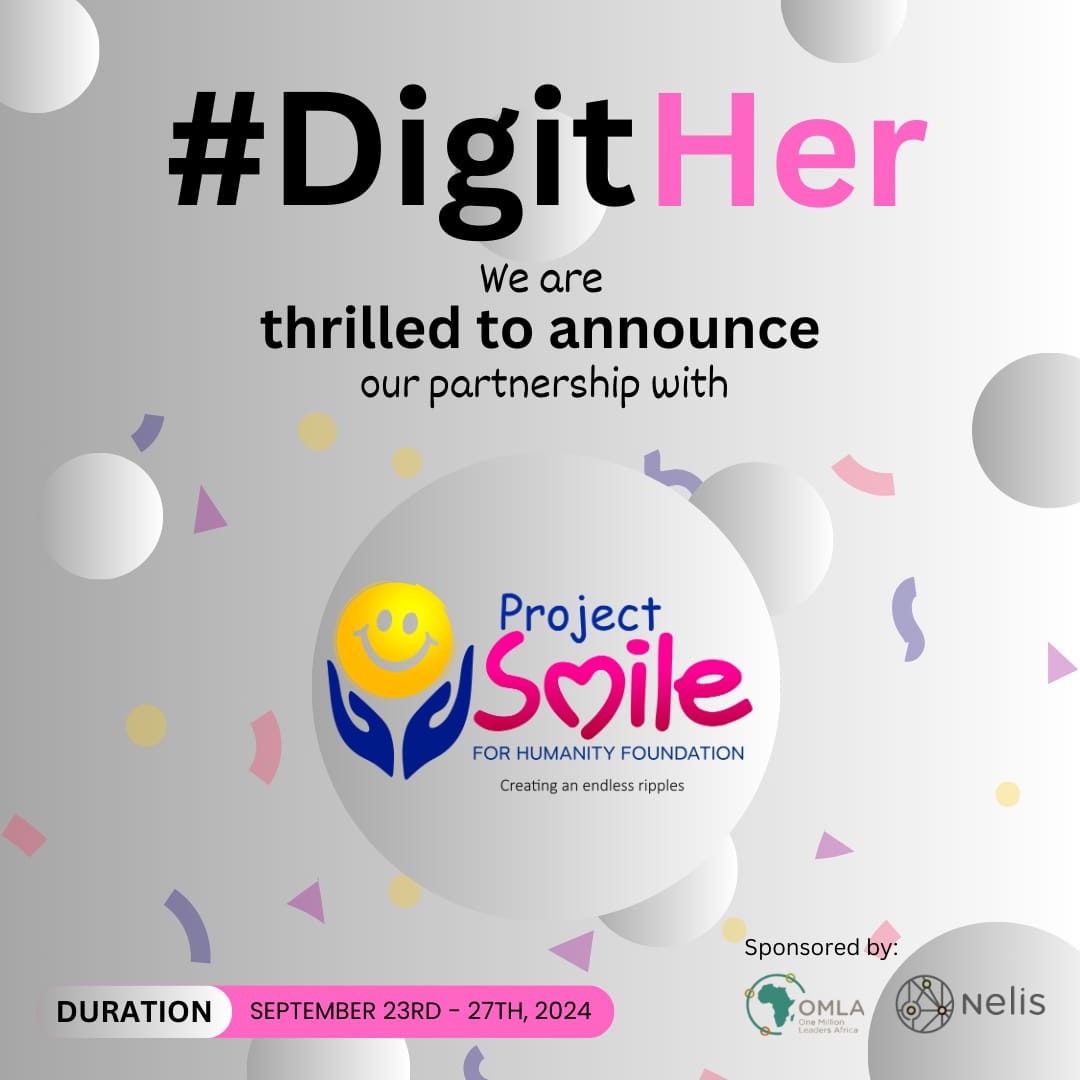 sadiqbaaba_'s tweet photo. We are excited to announce that "DigitHer" has partnered with Project Smile for Humanity Foundation πβ¨
@ps4hfoundation a non-profit organization dedicated to empowering the less privileged, focusing on young people, widows, orphans, and the girl child.
#WomenInTech #DigitHer https://t.co/wMNfdUI51K
