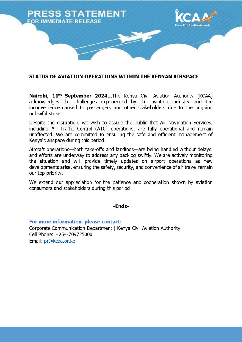 Kenya Civil Aviation Authority tweet media