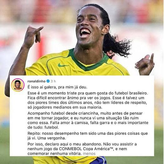 o tempo inocentou o Ronaldinho Gaúcho