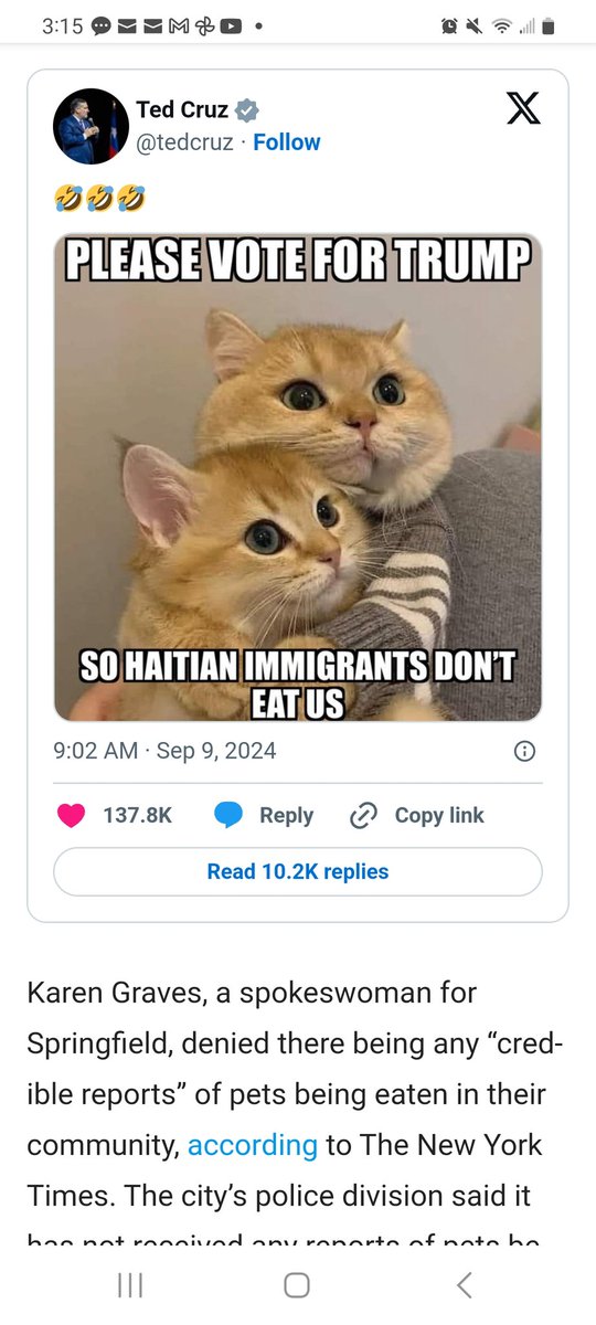 BowlOsquirrel's tweet photo. @RonFilipkowski Meanwhile Ted Cruz goes for the RACIST memes. https://t.co/GG9pZln1HR