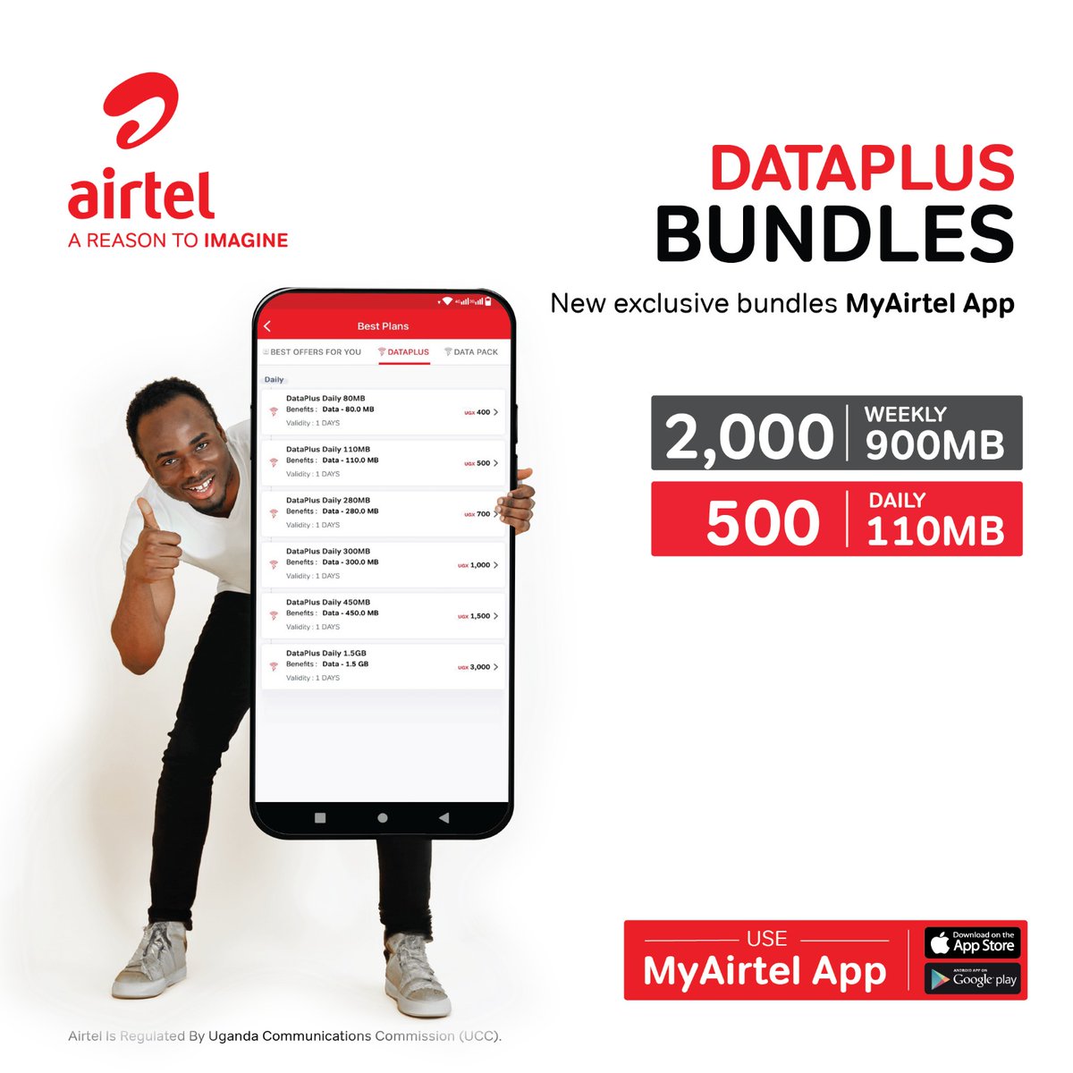 sharifa_kutee's tweet image. Experience the power of Extra Data with #DataPlus bundle from Airtel only available on the #MyAirtelApp. Click here: airtelafrica.onelink.me/cGyr/qgj4qeu2 to get started 
#AReasonToImagine