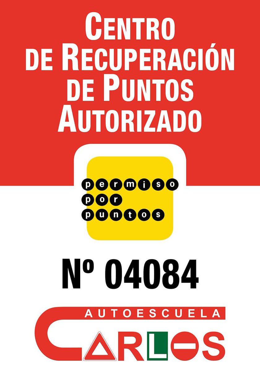 AUTOESCUECARLOS's tweet photo. ✅ IMPORTANTE ✅
Si te quedan pocos puntos de tu permiso de conducir….
Este es tu momento para realizar un curso de recuperación de puntos y recuperar 6️⃣ puntos!!!
(En noviembre cambia la normativa)

Próximo curso 16 y 17 de septiembre (solo 2 días)

Infórmate 950 501150 https://t.co/avwqwcAGhG