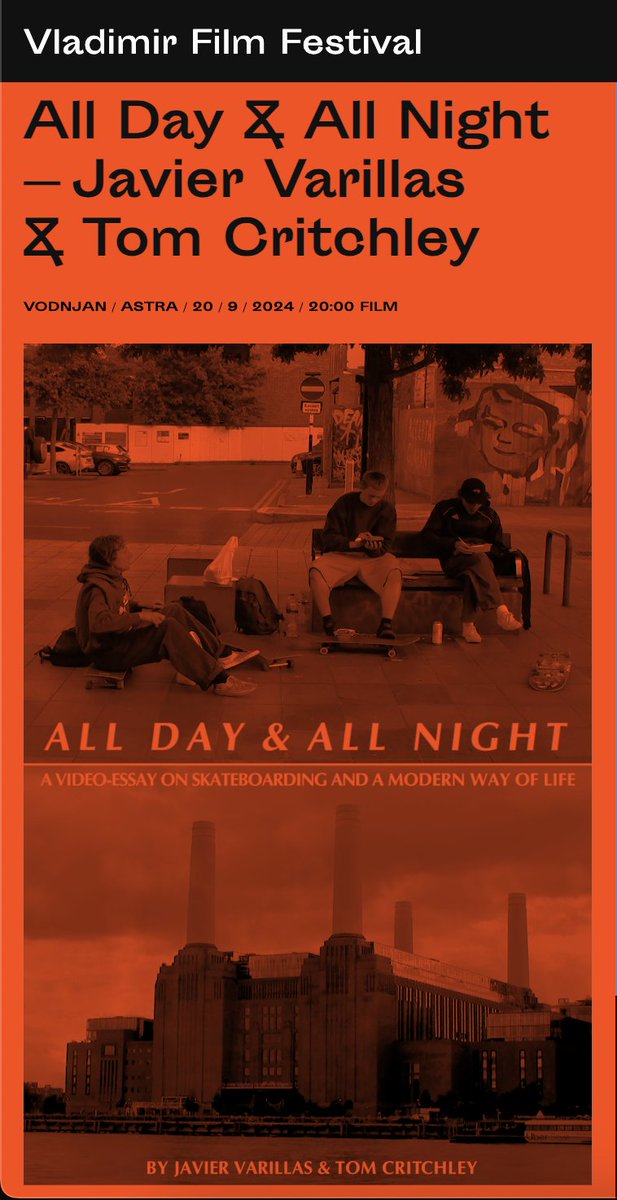 Next week at Vladimir Film Festival 2024: 

Premiering a skate-video-essay produced alongside #Javi #Varillas  on Friday night at Vodnjan

Pass-by if you are coming ! 
(: