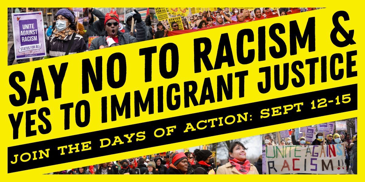 SUNDAY: Migrant Justice Day of Action!

Join the <a href="/MWACCanada/">Migrant Workers Alliance for Change</a> on their day of action to stand up against racism &amp; xenophobia. Let's take the streets and unite for immigrant justice &amp; status for all!

⏰ Sun, Sept 15 at 1PM
📍Toronto City Hall

Sign up ⤵️ 
buff.ly/3AhKP05