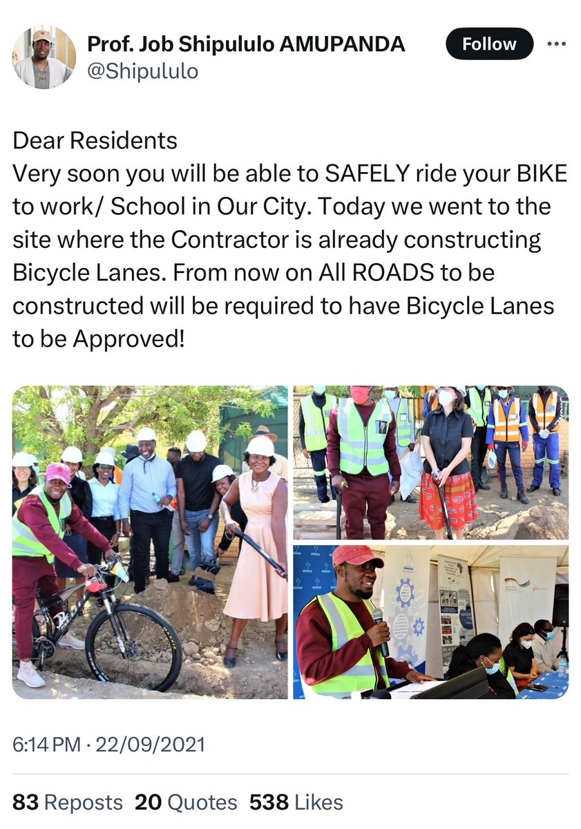 Mr_Fear_Fokol's tweet image. The unsightly double-faces of Job, a hypocrite. Here, he welcomed "with joy," bicycle lanes as Mayor. He was even at the site. Years later, he denies everything. His lies, too, have short legs. Cheap election gimmicks.  The disastrous Bicycle lanes are your legacy. Live with it!