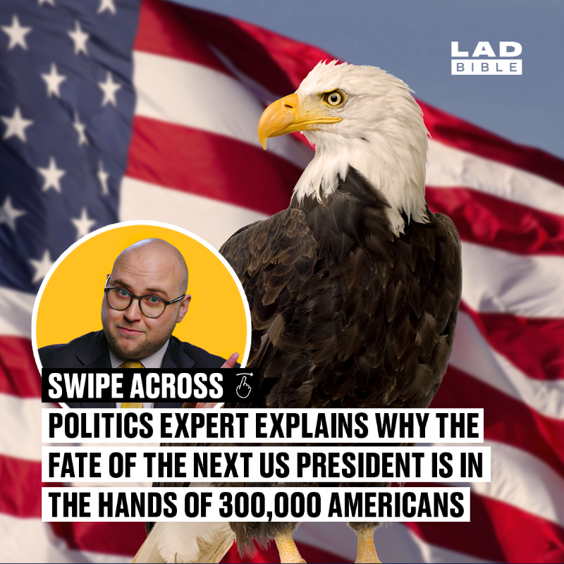 ladbible's tweet photo. "In 2016 Hillary Clinton got 2.6 million votes more than Trump and still lost" 🧐

@BetfairSam explains why less than 300k people in just seven states out of 154 million voters will most likely decide the 2024 US Presidential election 🗳️

18+ GambleAware #Ad