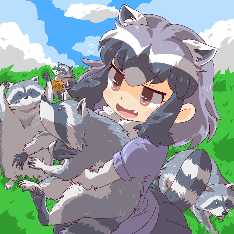 アライグマ(けものフレンズ) 「#これを見た人は俯瞰絵を貼る見た人もやる結構描いてるかと思ったらあんまりなかった」|海風しゅう@アライグマグッズ制作中のイラスト
