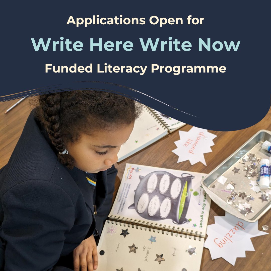 Now entering it’s sixth year, Polka’s Write Here Write Now project has supported 400 children across 36 schools in developing their confidence, storytelling and literacy skills. 

Apply for your school to take part in Write Here Write Now by heading to our website📖