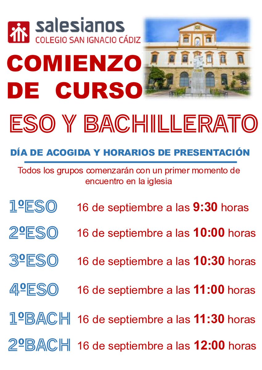 Comienzo de las clases en ESO y BACHILLERATO
#somosfuturo #salesianoscadiz