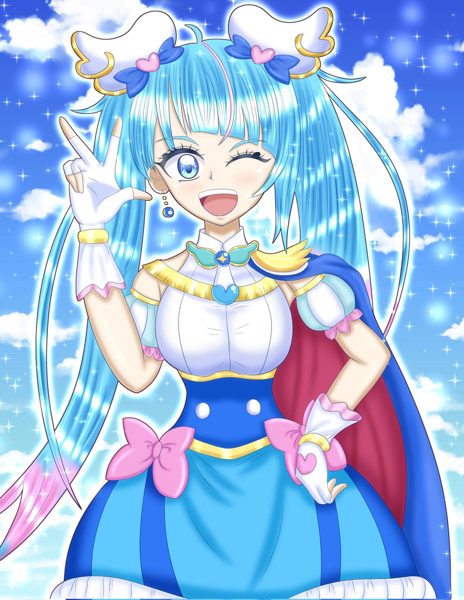 キュアスカイ「#これを見た人は青の入った画像を貼れキュアスカイ! 」|なたまにあのイラスト