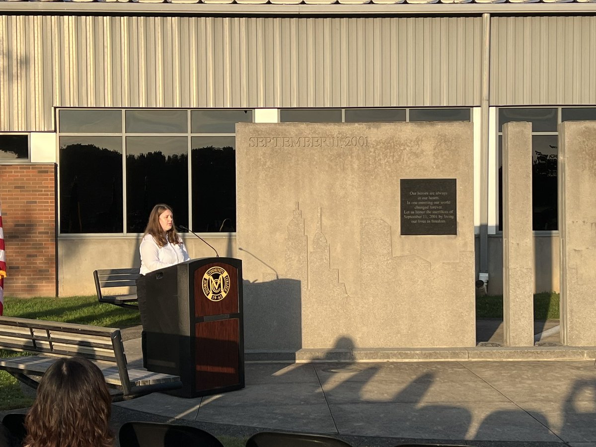 Students and staff, doing some last-minute rehearsal for the 8 AM ceremony at the 911 Memorial at the MCC Brighton campus. <a href="/WXXINews/">WXXI News</a>