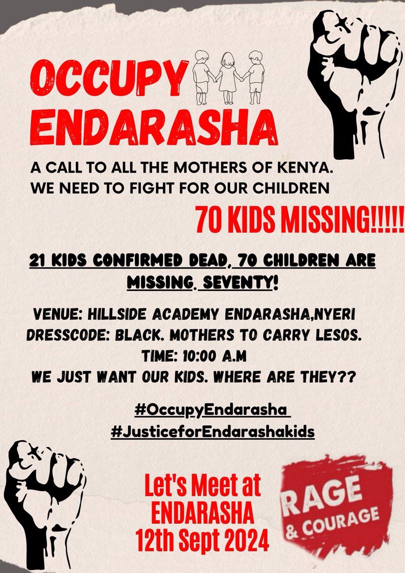 MissNerima's tweet photo. To those joining us for #OccupyEndarasha from Nairobi, we’re convening at Tea Room at 6 AM and taking Nyeri shuttles EXCEPT 2NK. Fare is 450/- per person. https://t.co/sLVAaoC5nX