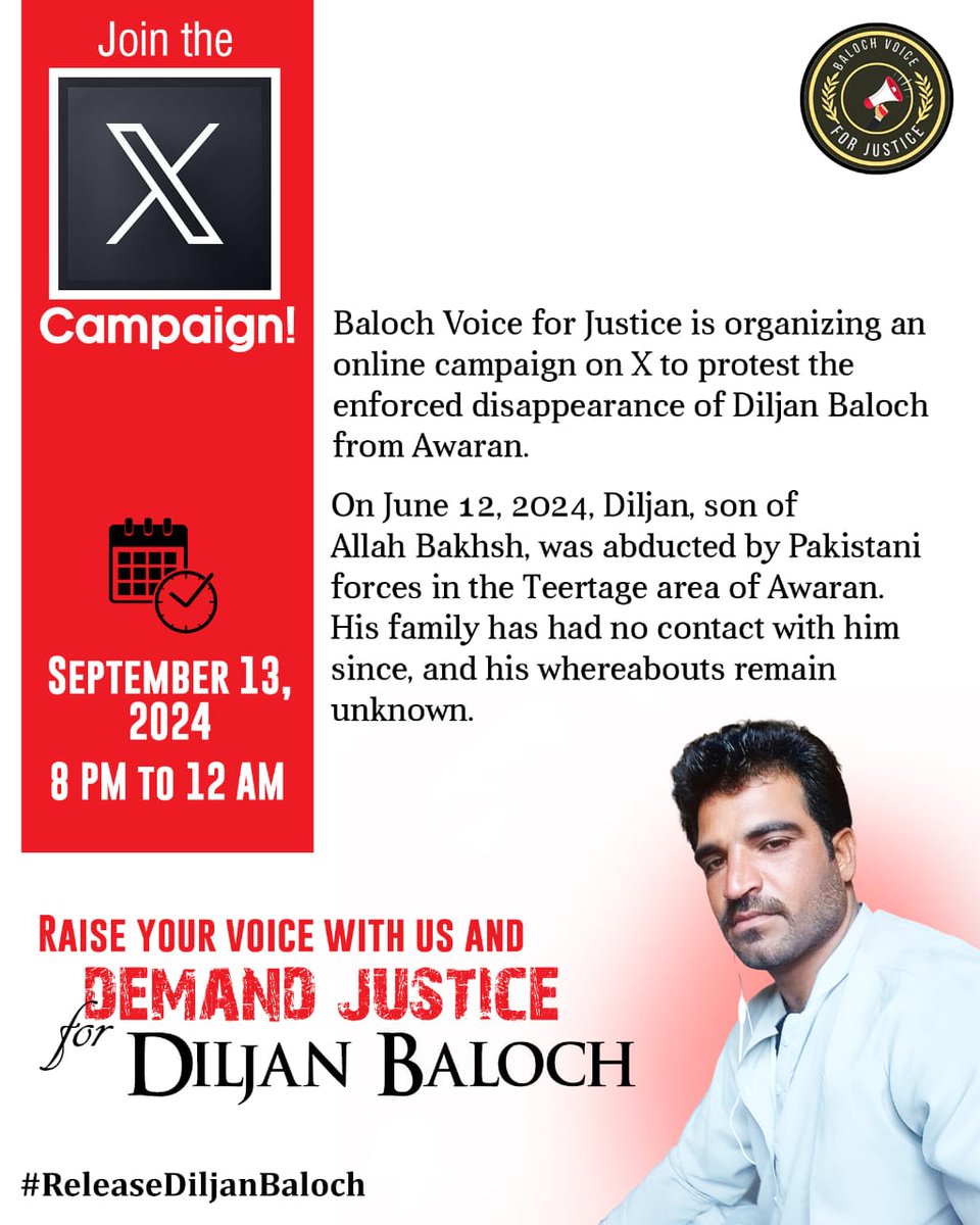 SaherQabaili's tweet photo. Everyone is either a social media activist,doctor,anchors/journalists, teachers,students,lawyers,beaurocrat/others are requested to participate in today trend arranged by @VBMP5 with the below hashtag. 1000s of innocent civilians are still against bars, why ?
#ReleaseDilJanBaloch https://t.co/2MDbiI6tI9