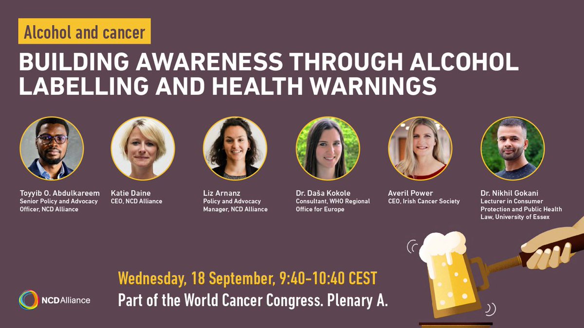 NCD Alliance (@ncdalliance) on Twitter photo Join us at the #WorldCancerCongress & let's discuss how labelling policies work for preventing #cancer & other #NCDs in different countries.
Speakers include @nikhilgokani <a href="/toyyibdimeji/">Toyyib Ọládiméjì Abdulkareem</a> <a href="/lizarnanz/">Liz Arnanz</a> <a href="/katiedain1/">Katie Dain</a>
More information about the Congress: pulse.ly/eq9c4srriw Join us at the #WorldCancerCongress & let's discuss how labelling policies work for preventing #cancer & other #NCDs in different countries.
Speakers include @nikhilgokani <a href="/toyyibdimeji/">Toyyib Ọládiméjì Abdulkareem</a> <a href="/lizarnanz/">Liz Arnanz</a> <a href="/katiedain1/">Katie Dain</a>
More information about the Congress: pulse.ly/eq9c4srriw