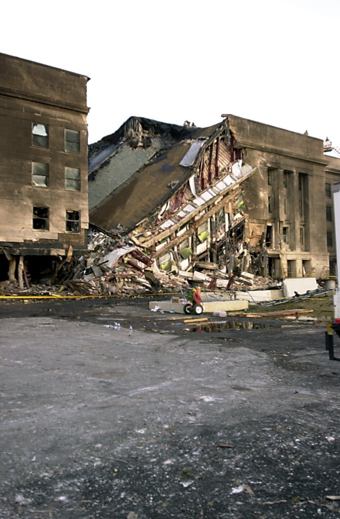 149Zone7's tweet photo. I was sent to the Pentagon on 9/11 after it was struck by American Airlines Flight 77 at approximately 0937. The plane hit the E Ring at the first deck level between Corridors 4 and 5 killing all 64 people on the plane and 125 people in the Pentagon.@911memorial #flight77 https://t.co/jV3ST0tc1N