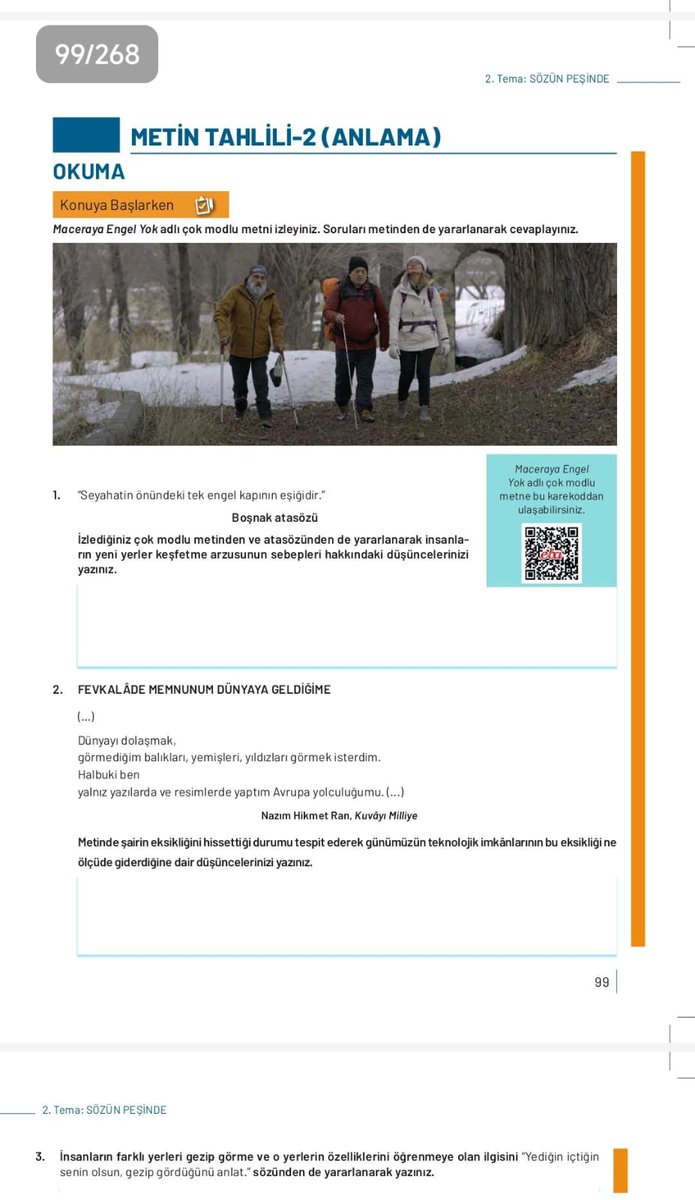 "Maceraya Engel Yok" Ortaöğretim ders kitaplarına konu oldu.
<a href="/MeyBelgesel/">Maceraya Engel Yok</a> 
<a href="/TRTBelgesel/">TRT Belgesel</a> 
<a href="/metinayhan/">Dr. Ayhan Metin</a> 
<a href="/ruhivarlik/">Suat Emuce</a> 
<a href="/nurbenkendirli/">Nurben Kendirli</a>