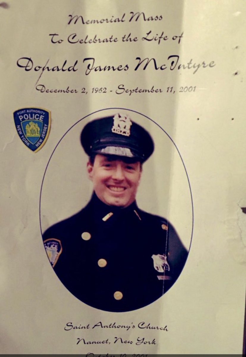 CHIEFGILBERT1's tweet photo. Port Authority Police @PAPD911 Officer Donald McIntyre was one of 37 PAPD officers killed on 9/11. I was honored to go to NYC after the attacks & attended his funeral in Nanuet, NY on Oct. 10, 2001. A True American Hero! #NeverForget911 #911Anniversary #Hero #WTC #PAPD37 https://t.co/wfZHnVNwag