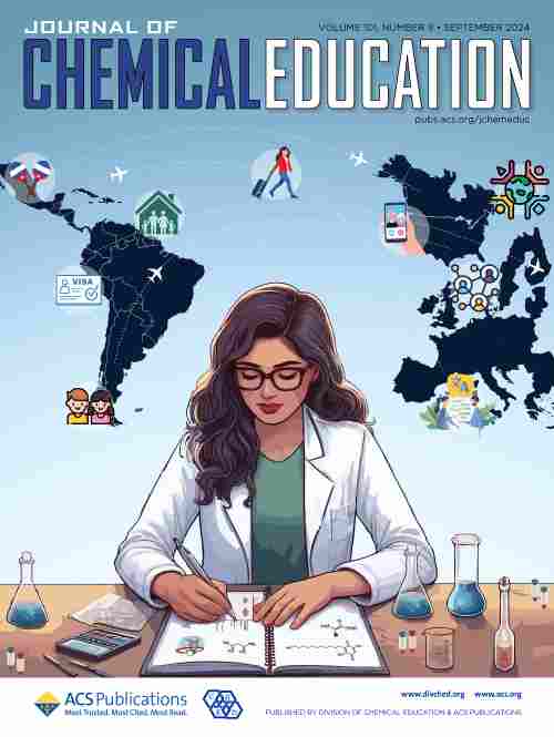 The September issue of #JCE #JChemEd is now online at go.acs.org/aNC! The cover art and editorial are by Karen de la Vega-Hernández, submitted as part of the continuing ACS-wide DEIR Cover Art program.   Read her compelling editorial here:  go.acs.org/aND