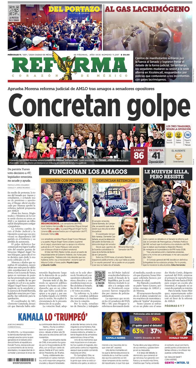 Buenos días. Mientras dormía, pederastas, violadores, extorsionadores, corruptos e impunes asaltaron la República para satisfacer la demencia política de un fascista.