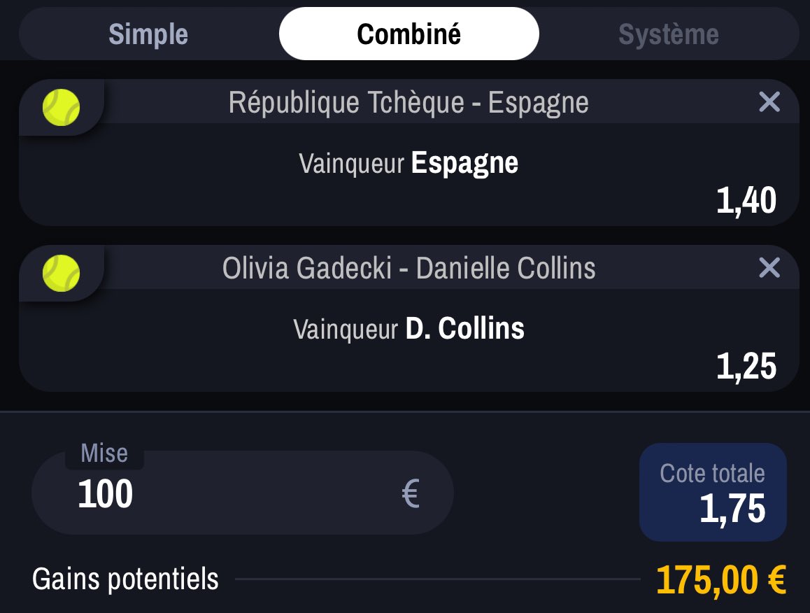 PronoSphereX's tweet photo. Prono du jour 🎾 

Mise : 100€💰

#TeamParieur https://t.co/Ke6r92yIjd