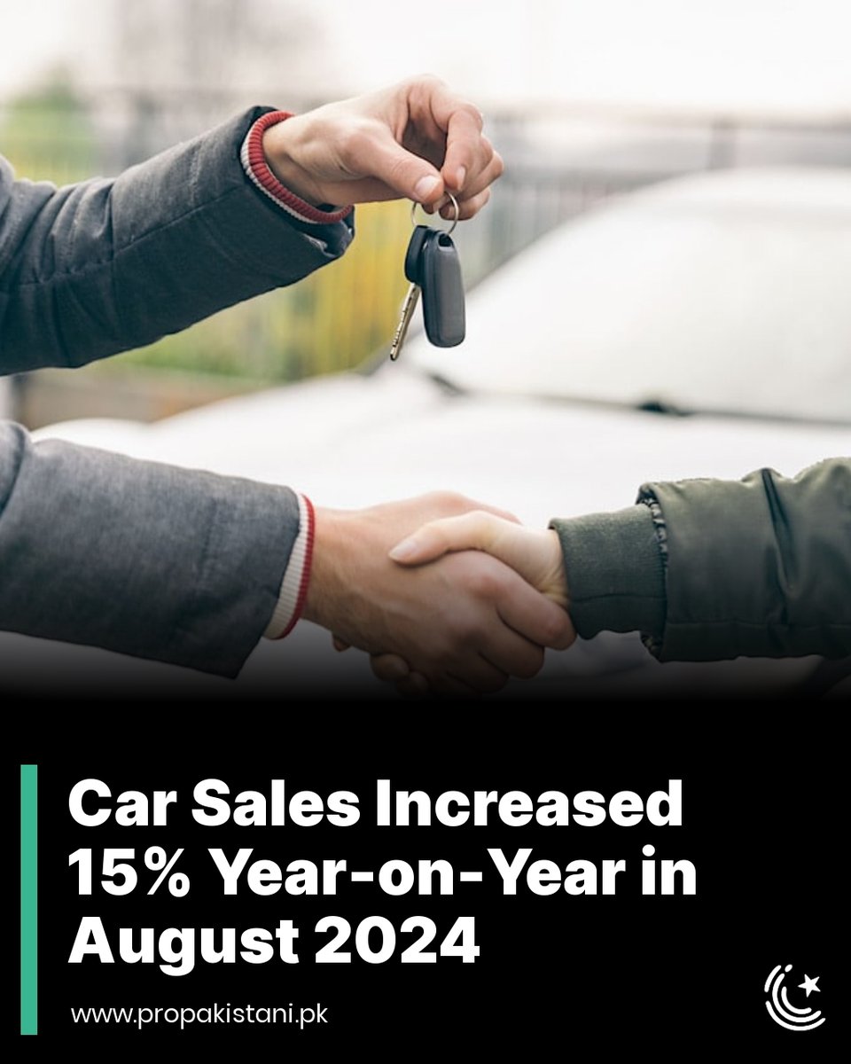 ProPakistaniPK's tweet image. Total car sales in August reached 8,699 units, up from 7,579 units in the same month last year.

Read More:  propakistani.pk/2024/09/11/car… 

#CarSales #Pakistan #PAMA #PakistanAutomotiveManufacturersAssociation