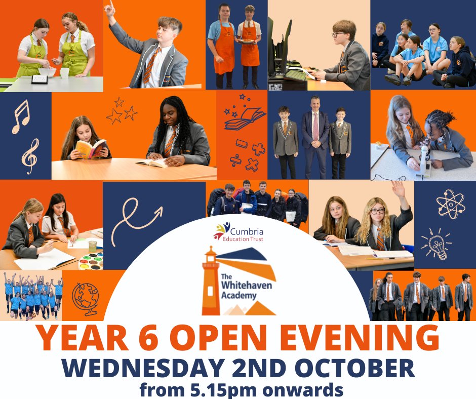 Year 6 Open Evening
Wednesday 2nd October, from 5.15pm onwards

#TheWhitehavenAcademy
#BeTheBestYouCanBe