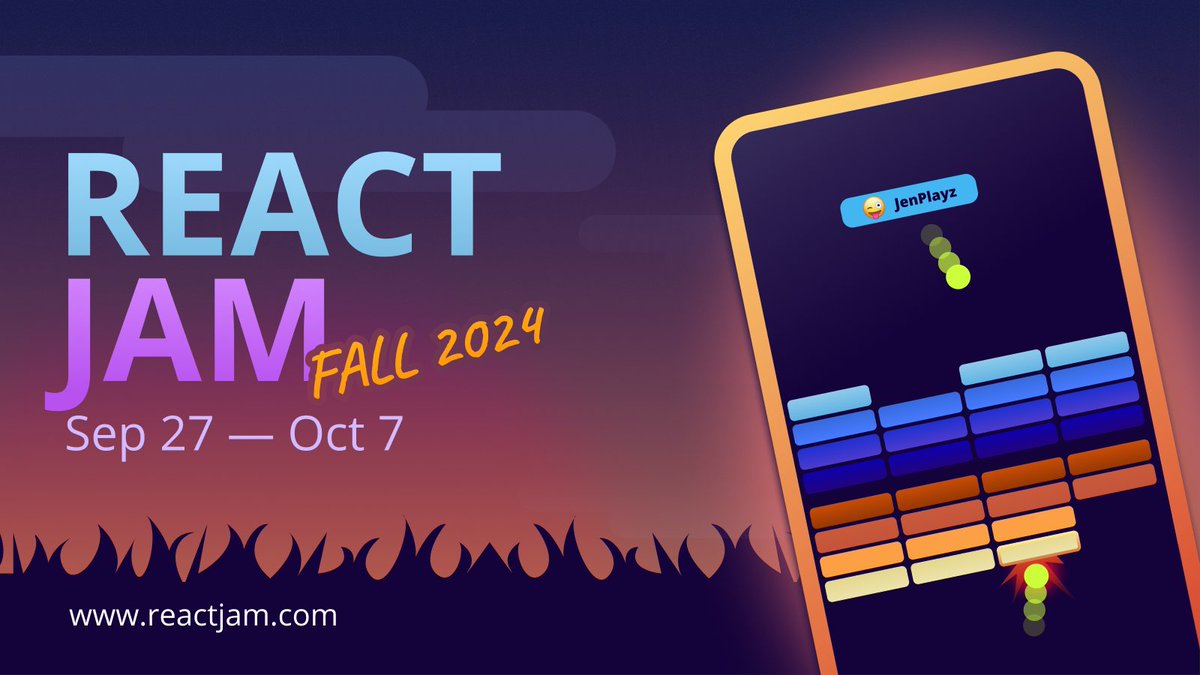 reactgamejam's tweet image. 🍂Fall into action and get ready for #ReactJam Fall 2024 from Sept 27th - Oct 7th!
Whether you're a pro or just starting, we invite you to join and bring your A-game! reactjam.com
#gamedev #reactjs #gamejam