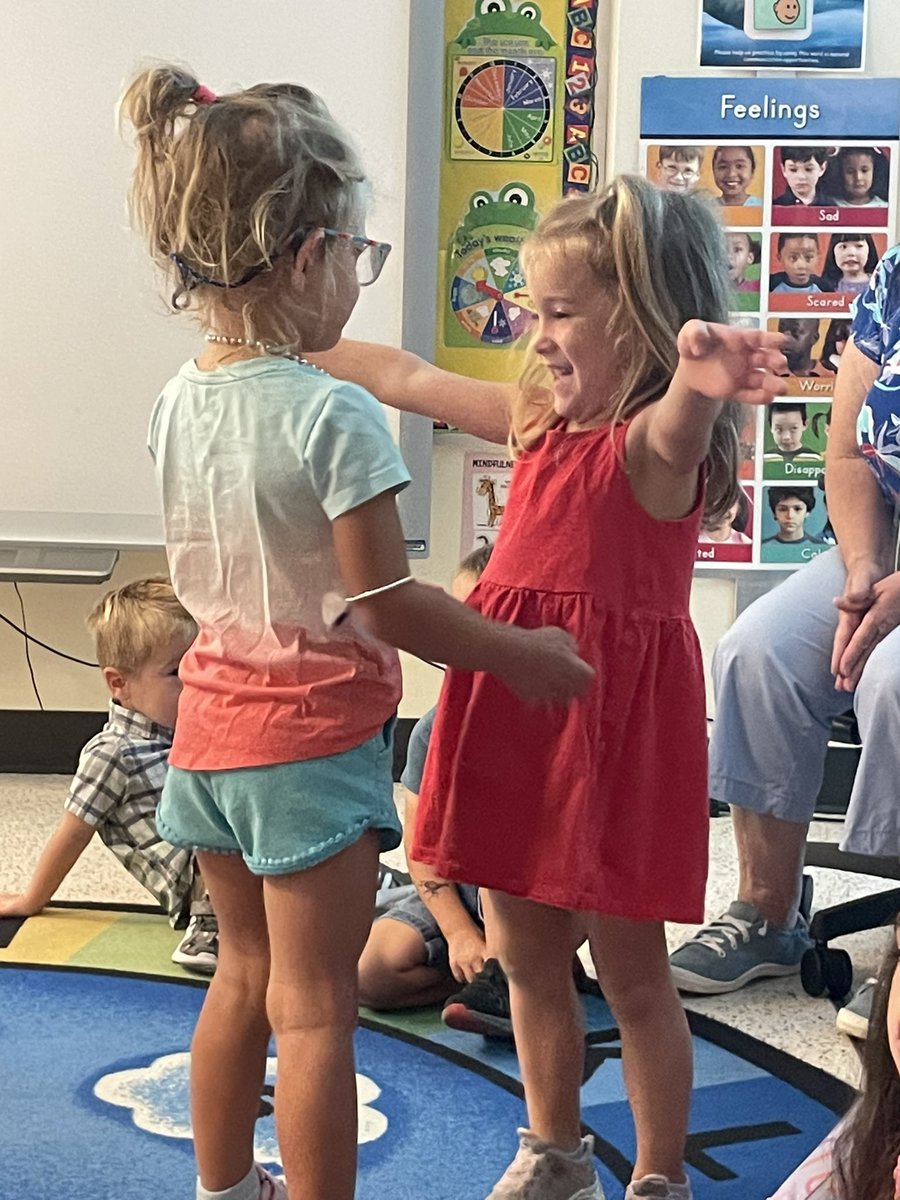 GernerCenter's tweet image. Students in Ms. Ballard’s class shared how they wanted to be greeted during circle time. They could identify a hug, handshake or high five. The Greeter Leader made it all around the circle so everyone was included. Hugs were the most popular greeting.
