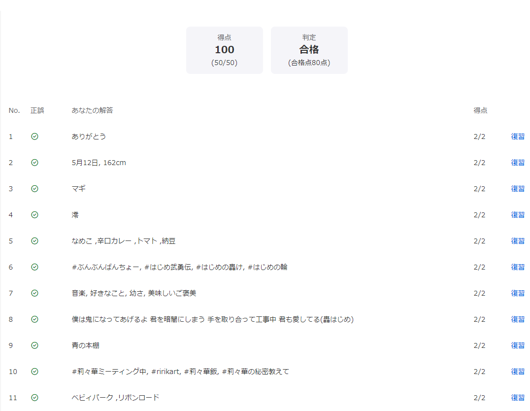 Arauden_JFT's tweet image. よしよし（こんな問題多いと思わなかった）
 #ReGLOSS検定