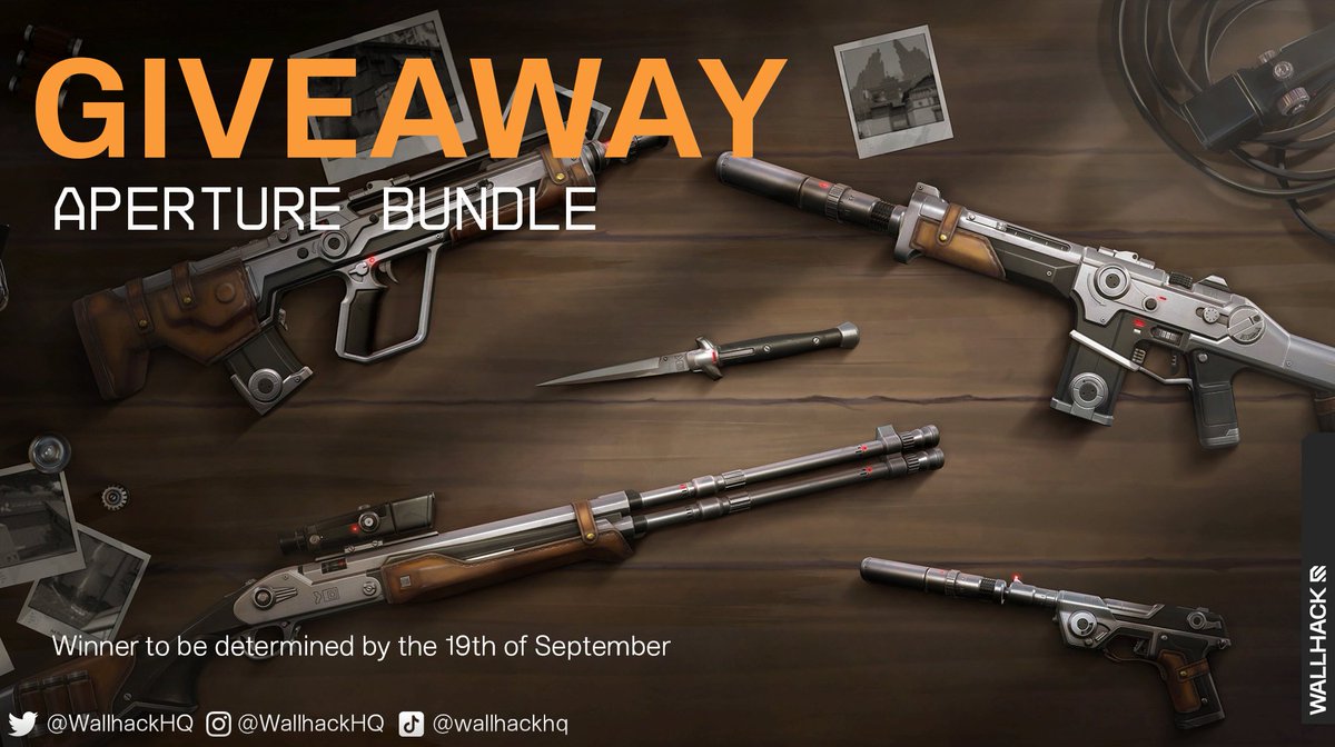 🎁VALORANT APERTURE BUNDLE GIVEAWAY🎁  
1x Bundle

How to enter: 
- Follow @WALLHACKHQ + <a href="/VALORANTLeaksEN/">VALORANT Leaks & News</a>
- Like and RT the post 
- Tag one friend 

Ends on September the 18th - Good luck everyone!