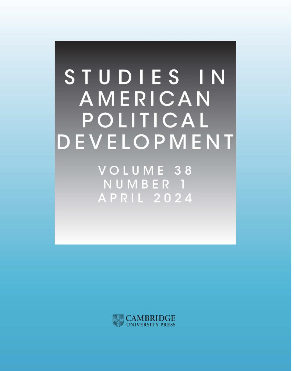 Studies in American Political Development (SAPD) (@studiesapd) on Twitter photo New issue available and online! (its still April, right?) Articles by <a href="/rader_kl/">Katie Rader</a> <a href="/StephanieTern/">Stephanie Ternullo</a> <a href="/syshachter/">Simon Shachter</a> and others on topics such as movement politics, party politics, the New Deal, civil rights, immigration, felony disenfranchisement, and more! cambridge.org/core/journals/… New issue available and online! (its still April, right?) Articles by <a href="/rader_kl/">Katie Rader</a> <a href="/StephanieTern/">Stephanie Ternullo</a> <a href="/syshachter/">Simon Shachter</a> and others on topics such as movement politics, party politics, the New Deal, civil rights, immigration, felony disenfranchisement, and more! cambridge.org/core/journals/…