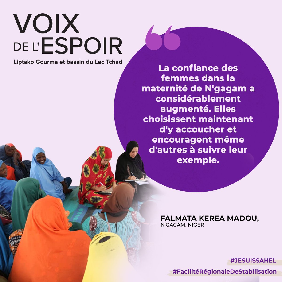 UNDPWACA's tweet photo. #NIGER 🇳🇪 -
Les autorités locales ont déployé une équipe à la maternité de N'Gagam, ce qui a renforcé la confiance des femmes dans ses services.

Aujourd'hui, les femmes y accouchent et sensibilisent la population aux soins de maternité.

Cela a permis d'améliorer la santé des enfants, de lutter contre la malnutrition et le paludisme 🏥👶🏾

Vous voulez en savoir plus sur ces #VoixDeL’Espoir inspirantes ?
En savoir plus ici : https://t.co/BPCsTiwaZq

#FacilitéRégionaleDeStabilisation #JeSuisSahel
