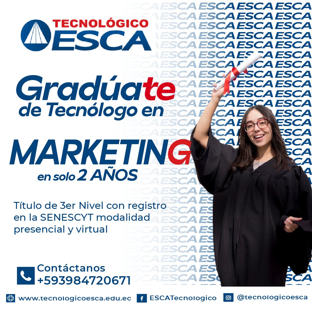 ESCA_tecnologic's tweet photo. ¡SE PROFESIONAL RÁPIDO! 📷 Tu Título de 3er Nivel reconocido por la SENESCYT 📷#corto_plazo #tercer_nivel📷 https://t.co/khzrY0bCi1