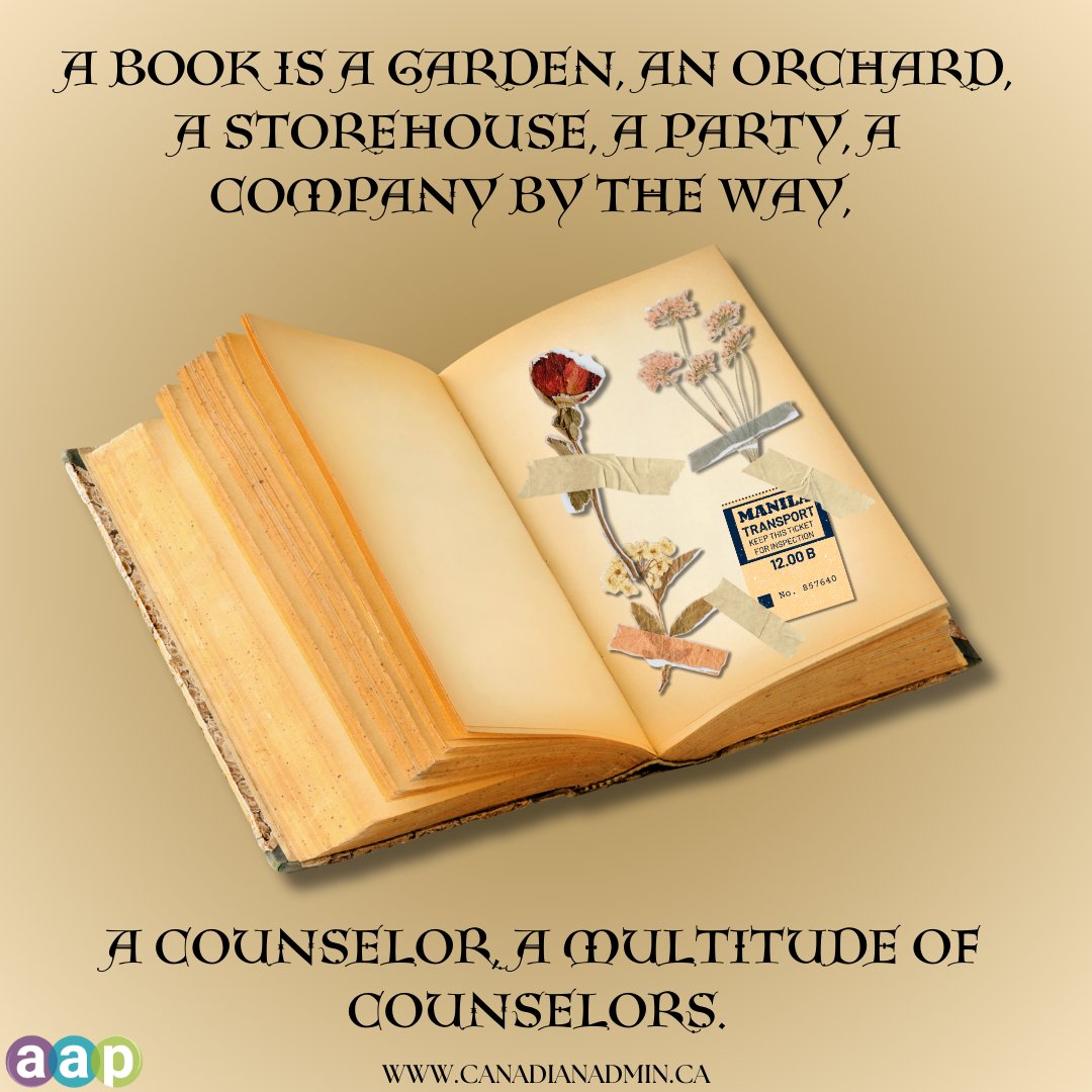 A book is a garden, an orchard, a storehouse, a party, a company by the way, a counselor, a multitude of counselors.📚

— Charles Baudelaire

🌐canadianadmin.ca

#motivationalquotes #NationalCoordinator #SocialMediaAAP #SocialMediaMarketing #AAP #CCAP  #tuesdaymotivation