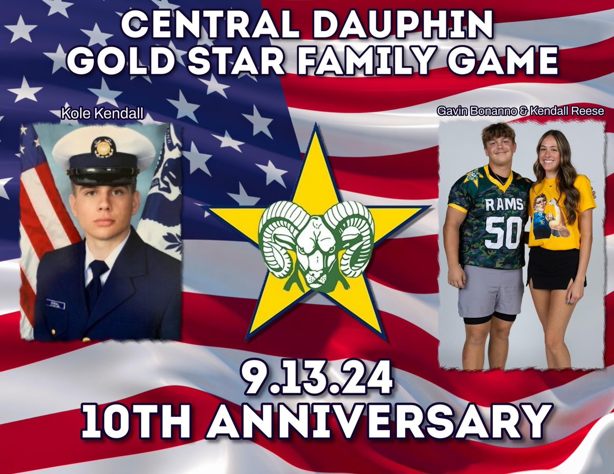 cdramsclub's tweet photo. ⭐️Week!!! It’s w/ honor, respect, &amp; love that our players will represent fallen heroes &amp; their families Fri. #morethanjustfootball #homeofthefreebecauseofthebrave #AllGaveSomeAndSomeGaveAll #neverforget #SayTheirNames #selflessness #sacrifice 
@CDHSRams @CDAthletics @abc27Sports https://t.co/fxiIPnbotP
