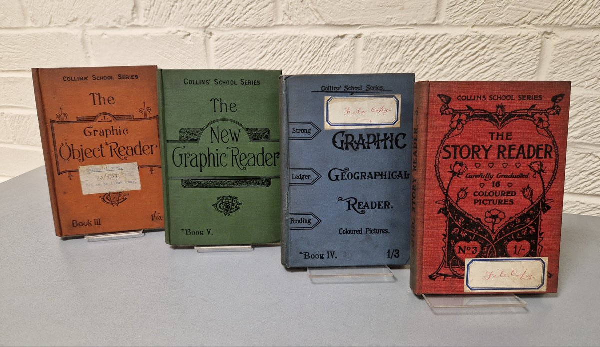 HarperCollinsUK's tweet photo. School holidays are sadly over but we are ready to learn &amp; be inspired by the Collins School Series which contain a mix of educational text &amp; popular childrens' stories! Published in the late 1800s/early 1900s these were hugely popular &amp; sold hundreds of thousands. #HCArchive https://t.co/T2MtB90whe