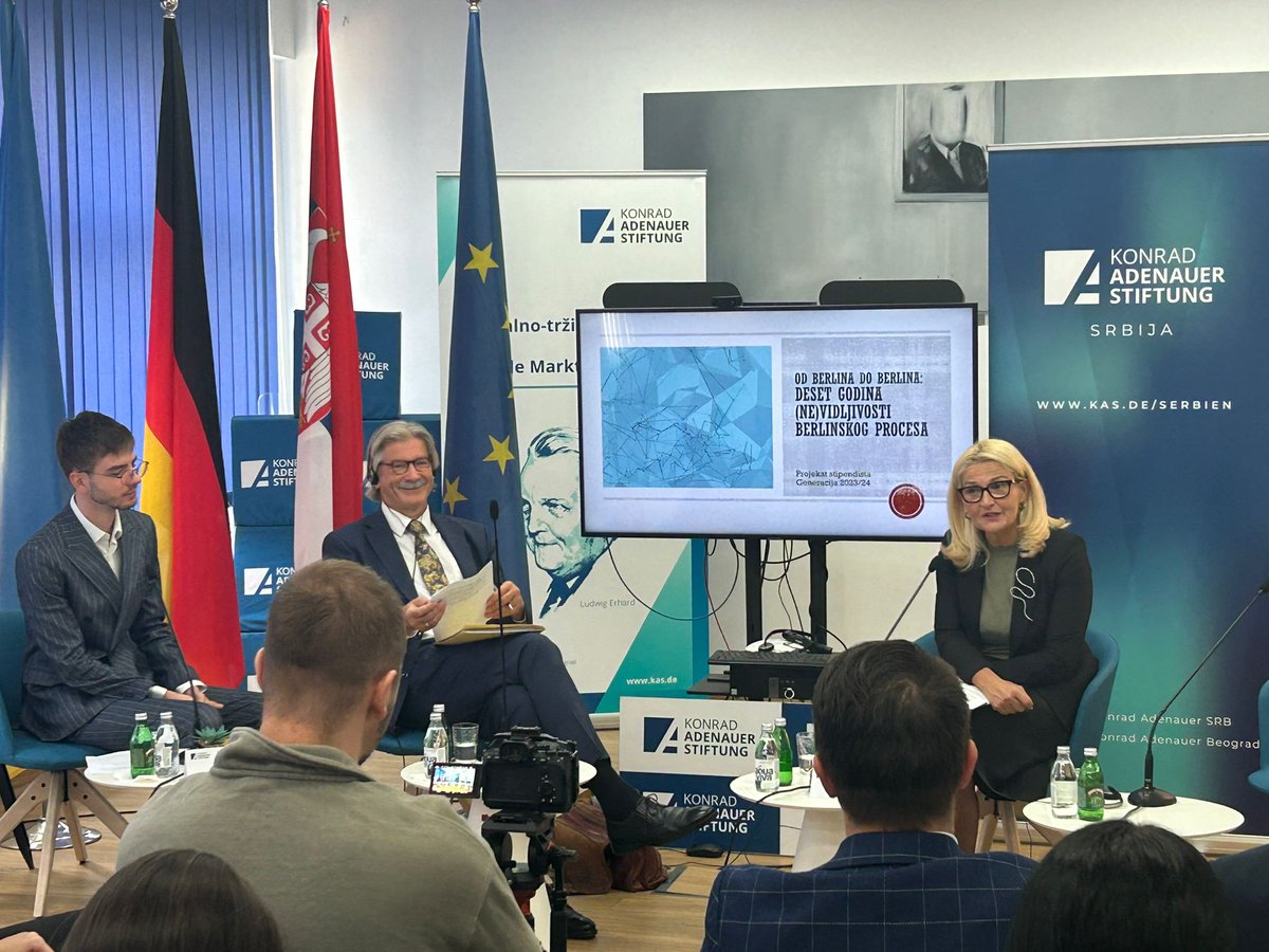 🔹Ministarka za evropske integracije #TanjaMiščević učestvovala je danas na konferenciji „Od Berlina do Berlina: deset godina (ne)vidljivosti Berlinskog procesa“ u organizaciji <a href="/KAS_Beograd/">KAS Beograd</a>
