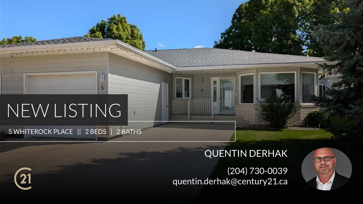 quentin_derhak's tweet photo. 📍 New Listing 📍 Take a look at this fantastic new property that just hit the market located at 5 Whiterock Place in Brandon. Reach out here or at (204) 730-0039 for more information

Quentin Derhak
Real Estate Agent
Century 21 We... https://t.co/k0Orzp3H4I https://t.co/xKa4fMPCx2